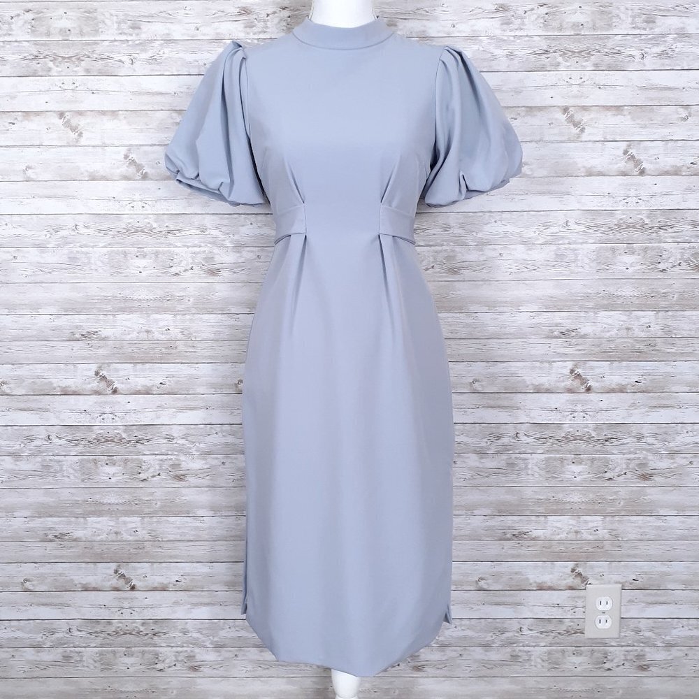New Caara Womens Puff Sleeve Dress S Belted Gray 570A